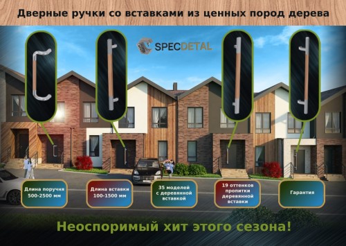 Дверные ручки со вставкой из ценных пород дерева